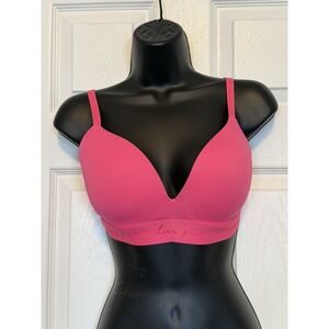 Victoria's Secret PINK Wear Everywhere Wireless Push-Up Bra Pink LOGO 32DD Lined